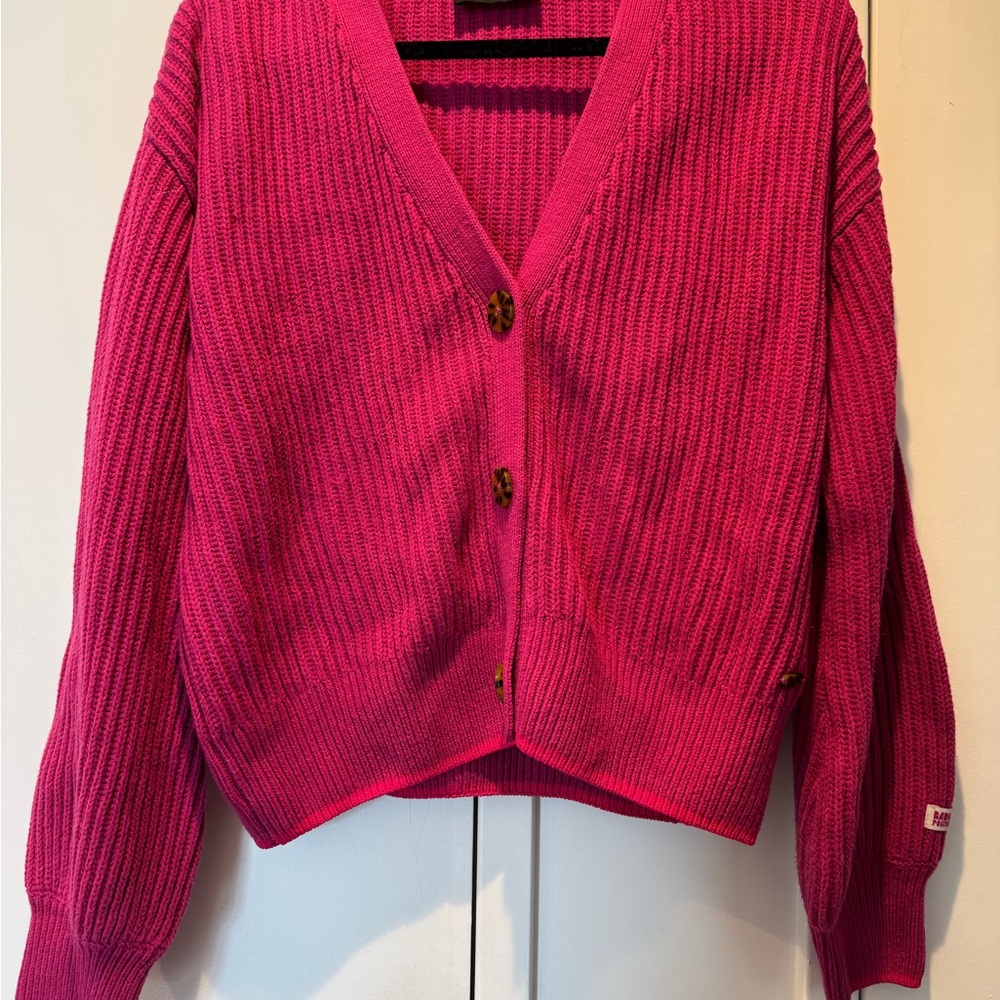 Scotch & Soda Pink V-Neck Button-Up Sweater